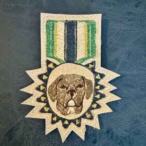 NEW! Coral and Tusk Dog Badge - limited edition - retired - RARE!